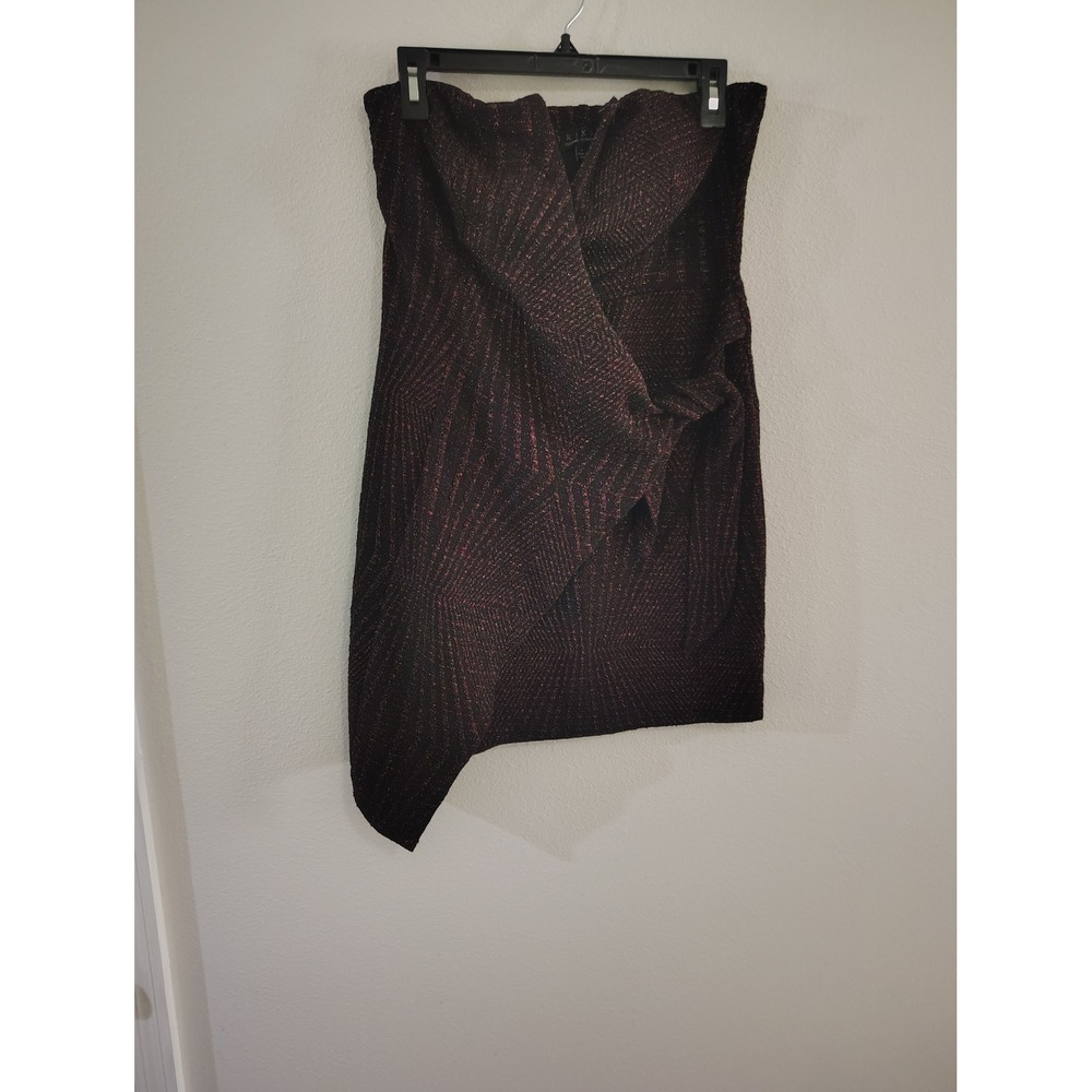 Trixxi Womens Strapless Asymmetrical‎ Metallic Glitter Cocktail Dress Black Pink